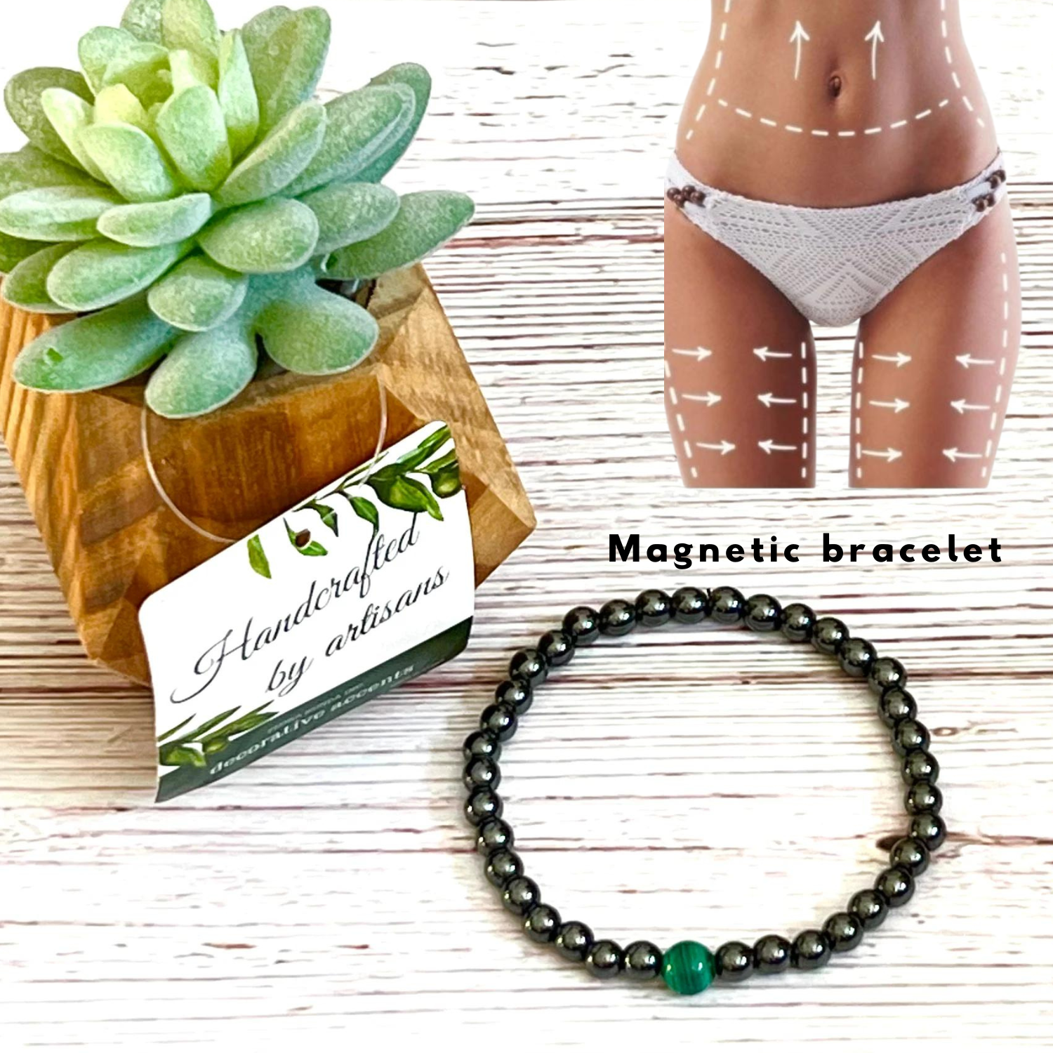 Magnetic Therapy Pain & Ache Relief With Malachite Bracelet