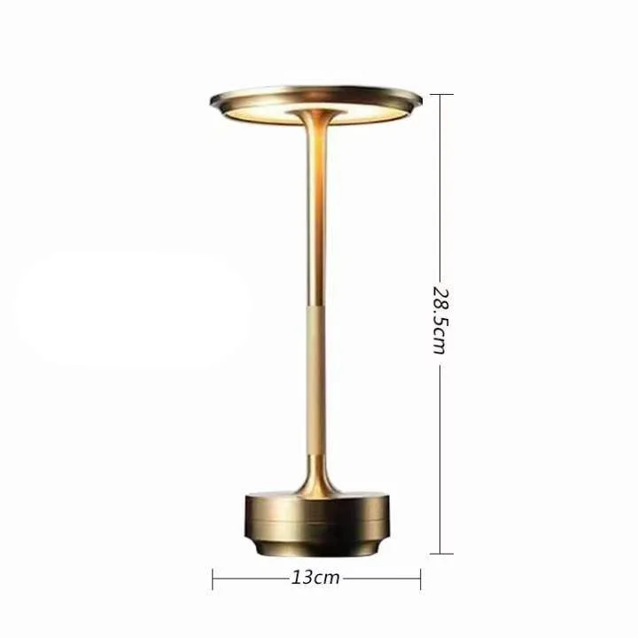 Metallic Cordless Table Lamp - Dimmable & Rechargeable Waterproof Desk Light