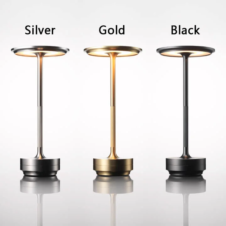 Metallic Cordless Table Lamp - Dimmable & Rechargeable Waterproof Desk Light