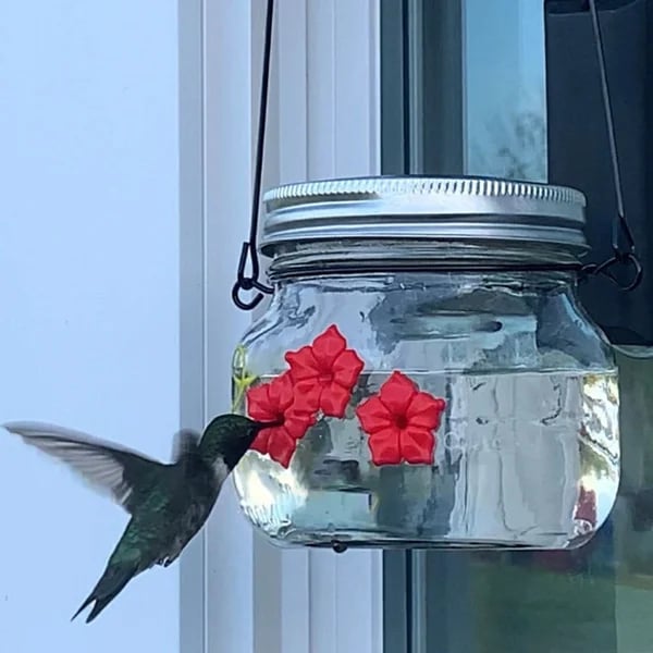 Mother’s Day Gift -Beautiful Mason Jar Hummingbird Feeder w/Three Ports