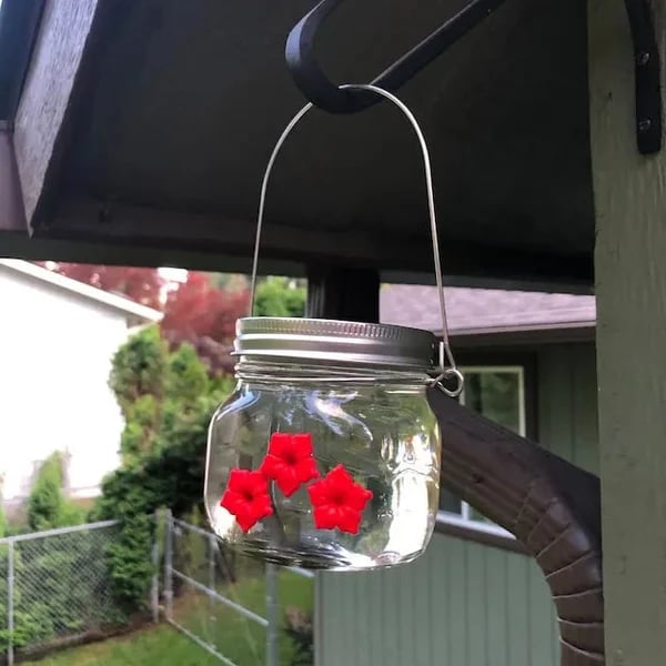 Mother's Day Gift -Beautiful Mason Jar Hummingbird Feeder w/Three Ports