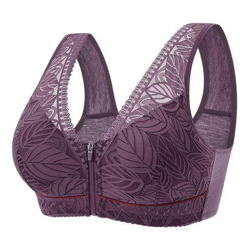 Nature Cotton Wireless Zipper Front Button Bra