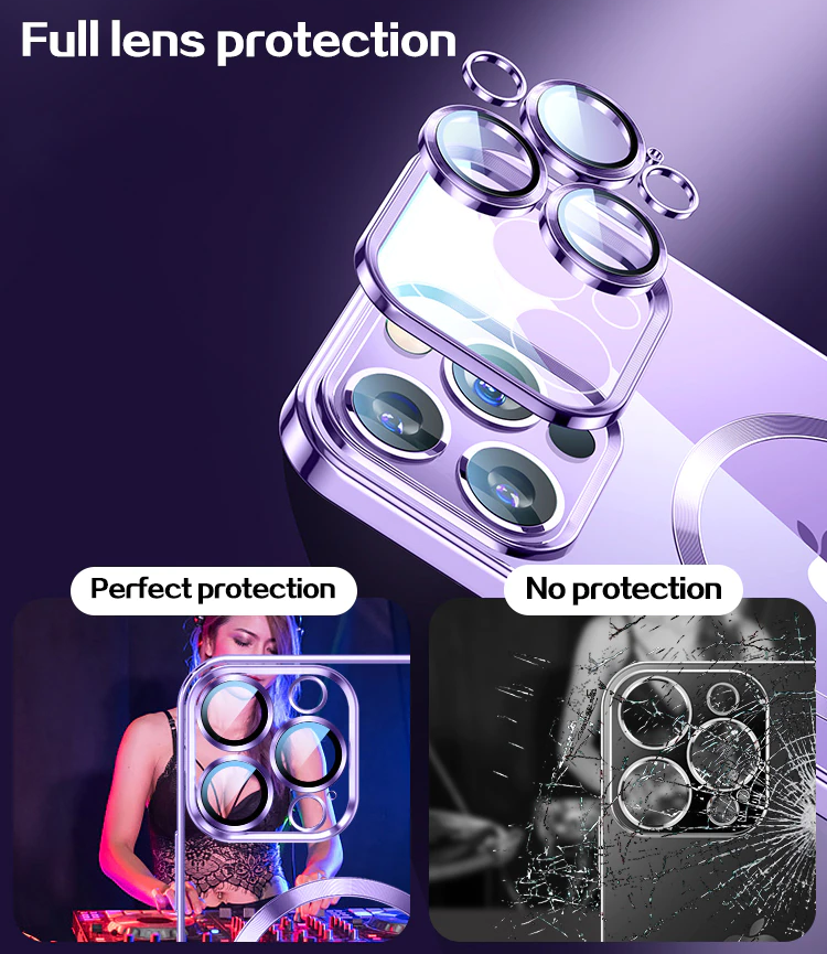 New Version 2.0 Transparent Electroplated iPhone Case With Camera Protector