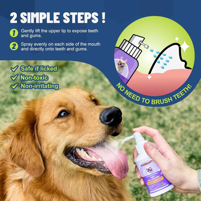 PetClean - Teeth Cleaning Spray for Dogs & Cats, Eliminate Bad Breath, Targets Tartar & Plaque, Without Brushing