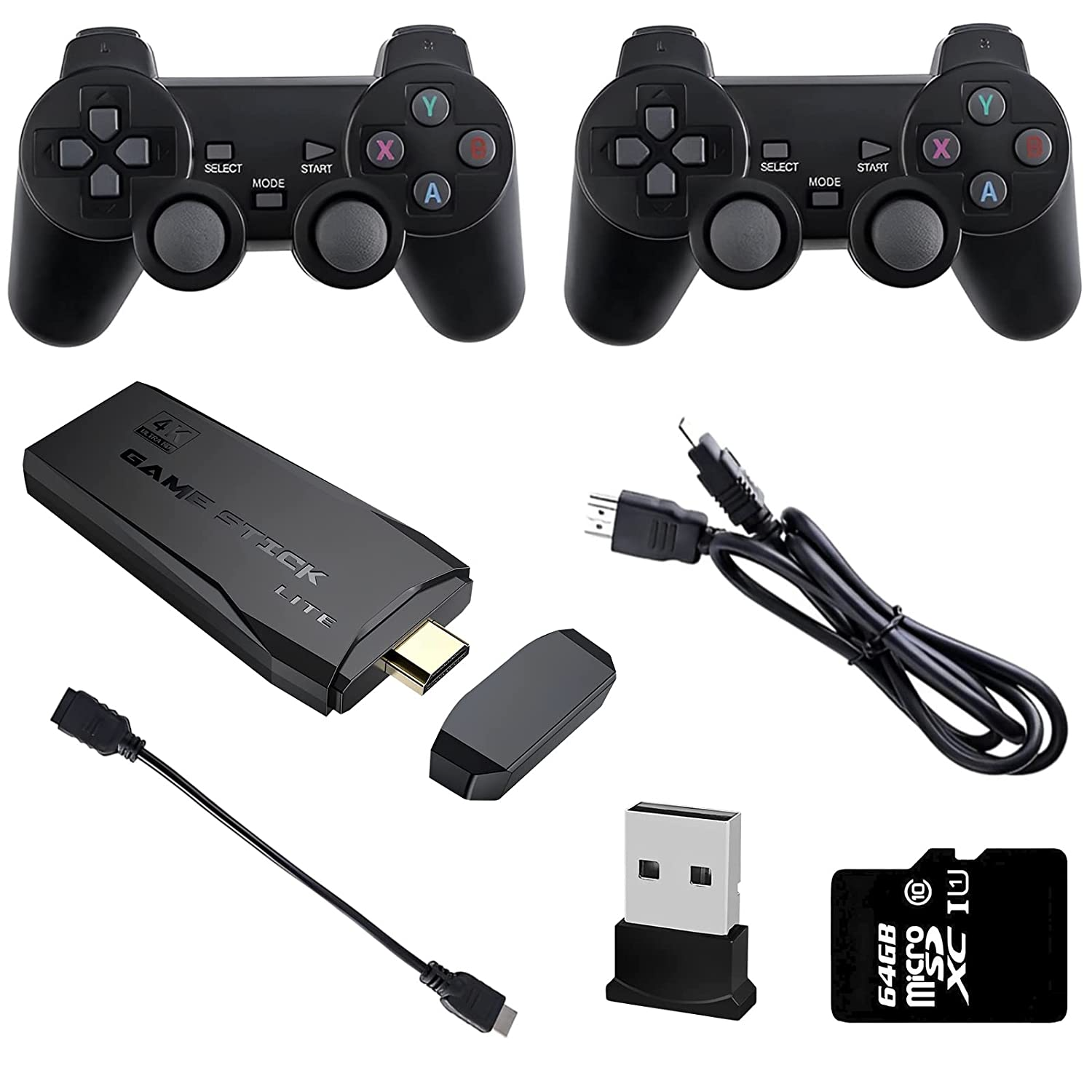 larashop RetroStick (4K + 64 GB) - 10,000 RETRO GAMES + 2 WIRELESS GAMEPADS