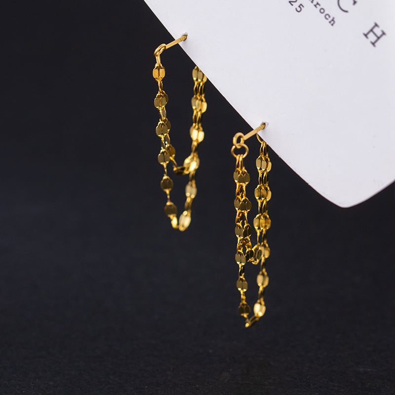 Sequins Chain Tassel Earrings