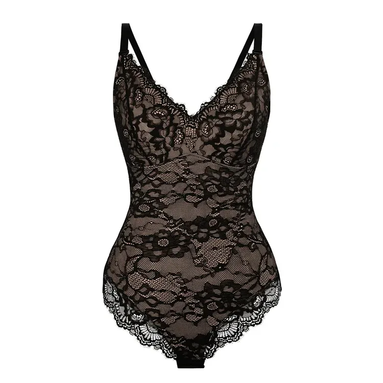 Sexy Lace Deep-V Neck Bodysuits