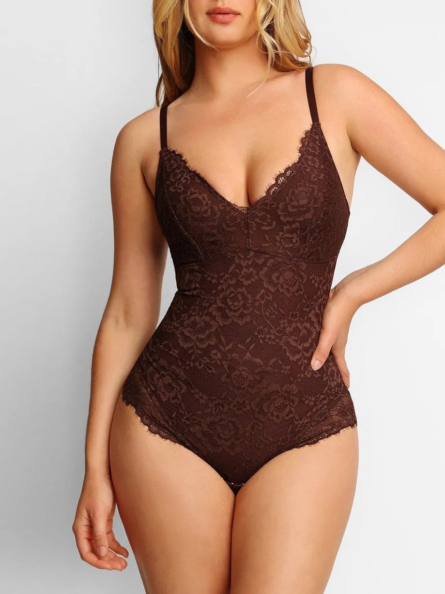 Sexy Lace Deep-V Neck Bodysuits