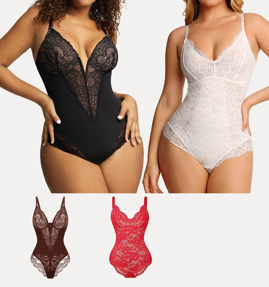 Sexy Lace Deep-V Neck Bodysuits