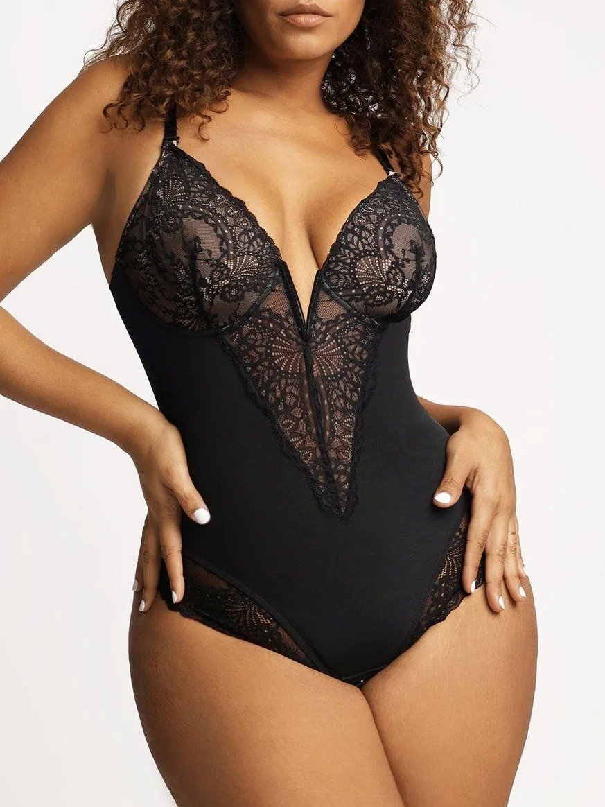 Sexy Lace Deep-V Neck Bodysuits