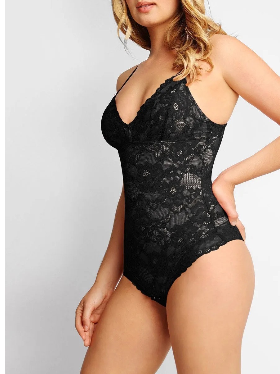 Sexy Lace Deep-V Neck Bodysuits