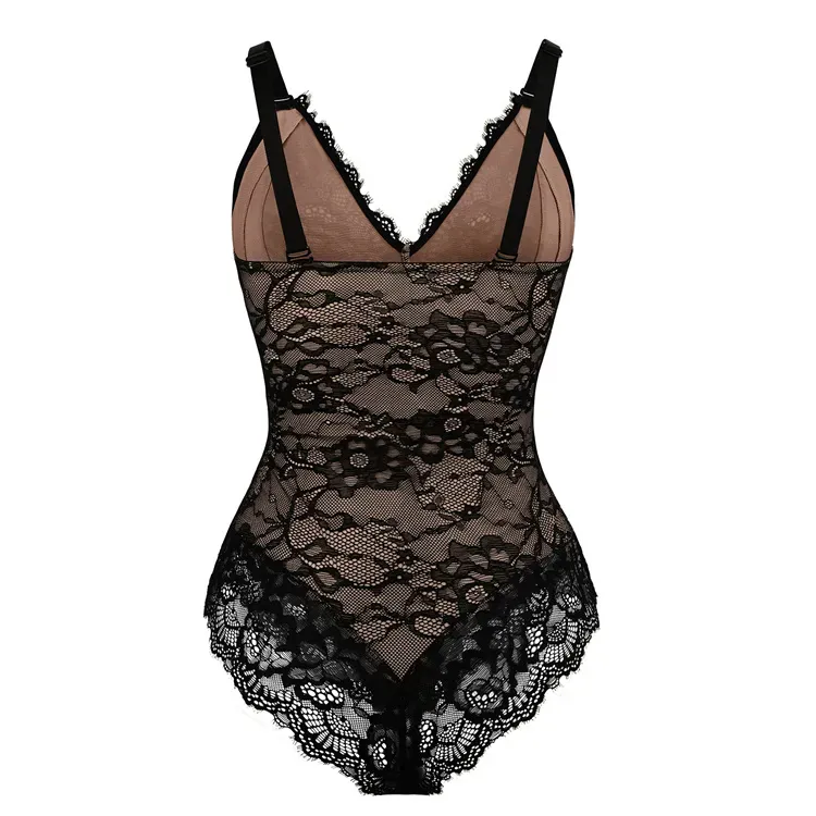 Sexy Lace Deep-V Neck Bodysuits