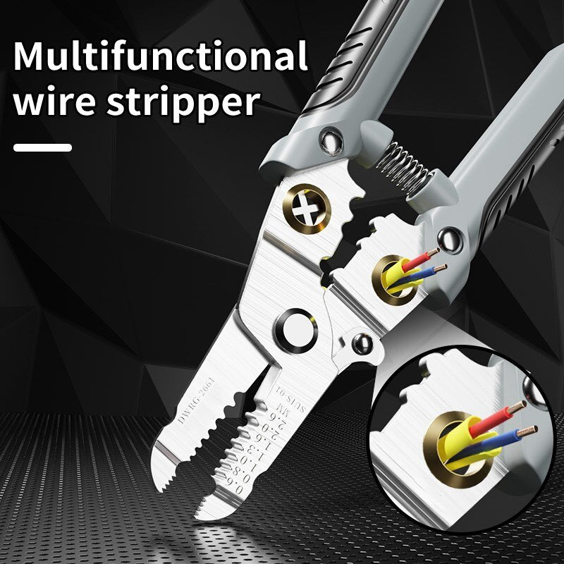 Six in One Electrician Helper Wire Stripper Cutter Splitter Crimping Pliers