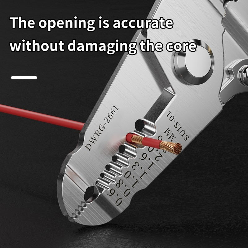 Six in One Electrician Helper Wire Stripper Cutter Splitter Crimping Pliers