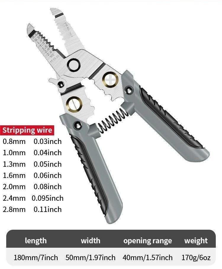 Six in One Electrician Helper Wire Stripper Cutter Splitter Crimping Pliers