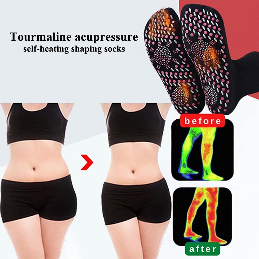 Tourmaline acupressure self-heating shaping socks