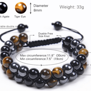 Triple Protection Bracelet-Genuine Tigers Eye Agate and Black gallstone-The Perfect Gift