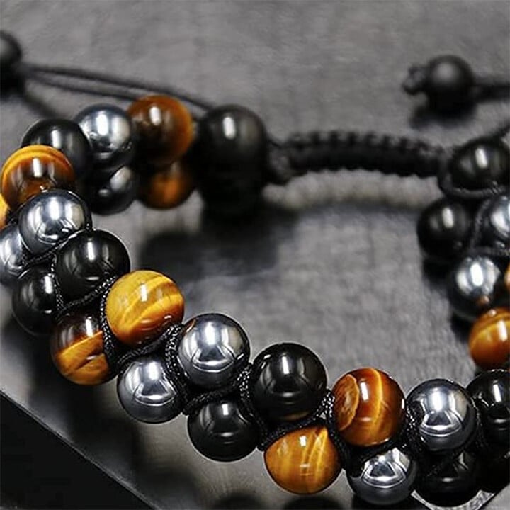 Triple Protection Bracelet-Genuine Tigers Eye Agate and Black gallstone-The Perfect Gift