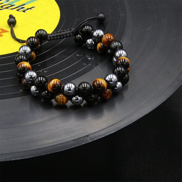 Triple Protection Bracelet-Genuine Tigers Eye Agate and Black gallstone-The Perfect Gift