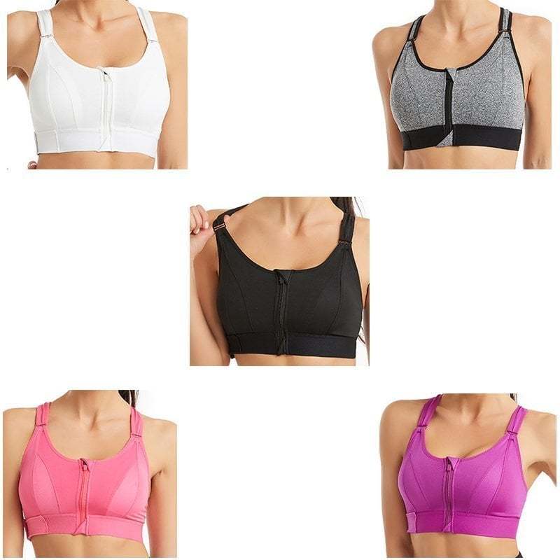 Wireless Support Super Tight Impact Resistant Zipper Sports Bra