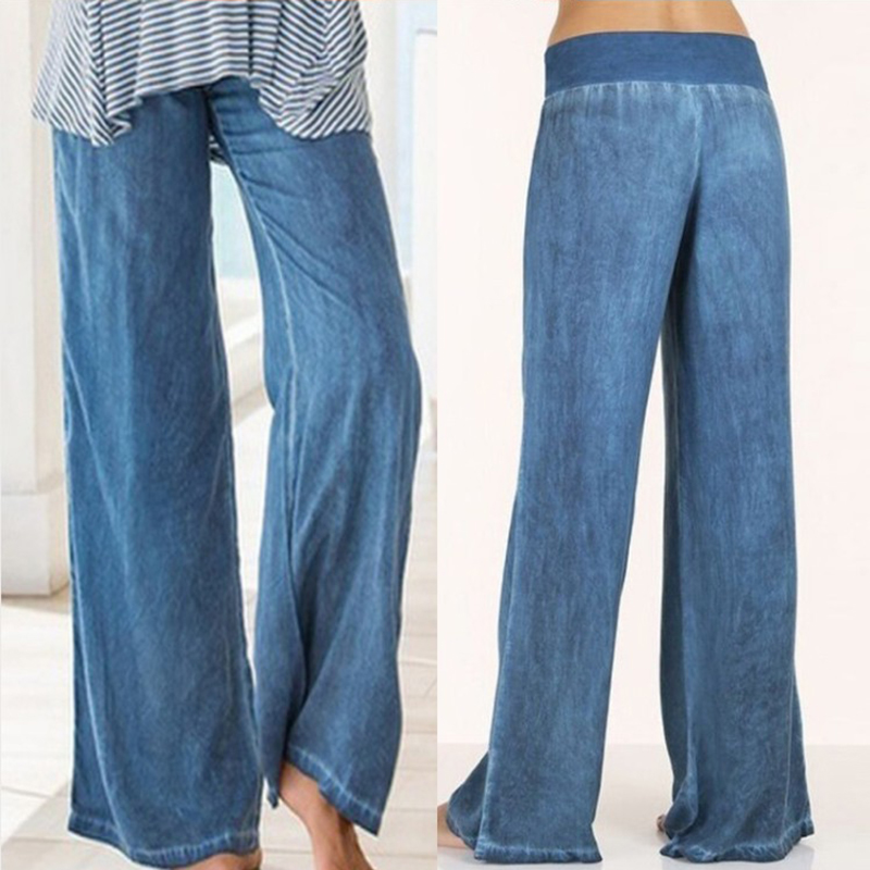 Women Casual Wide Leg Soft Comfortable Breathable Jeans