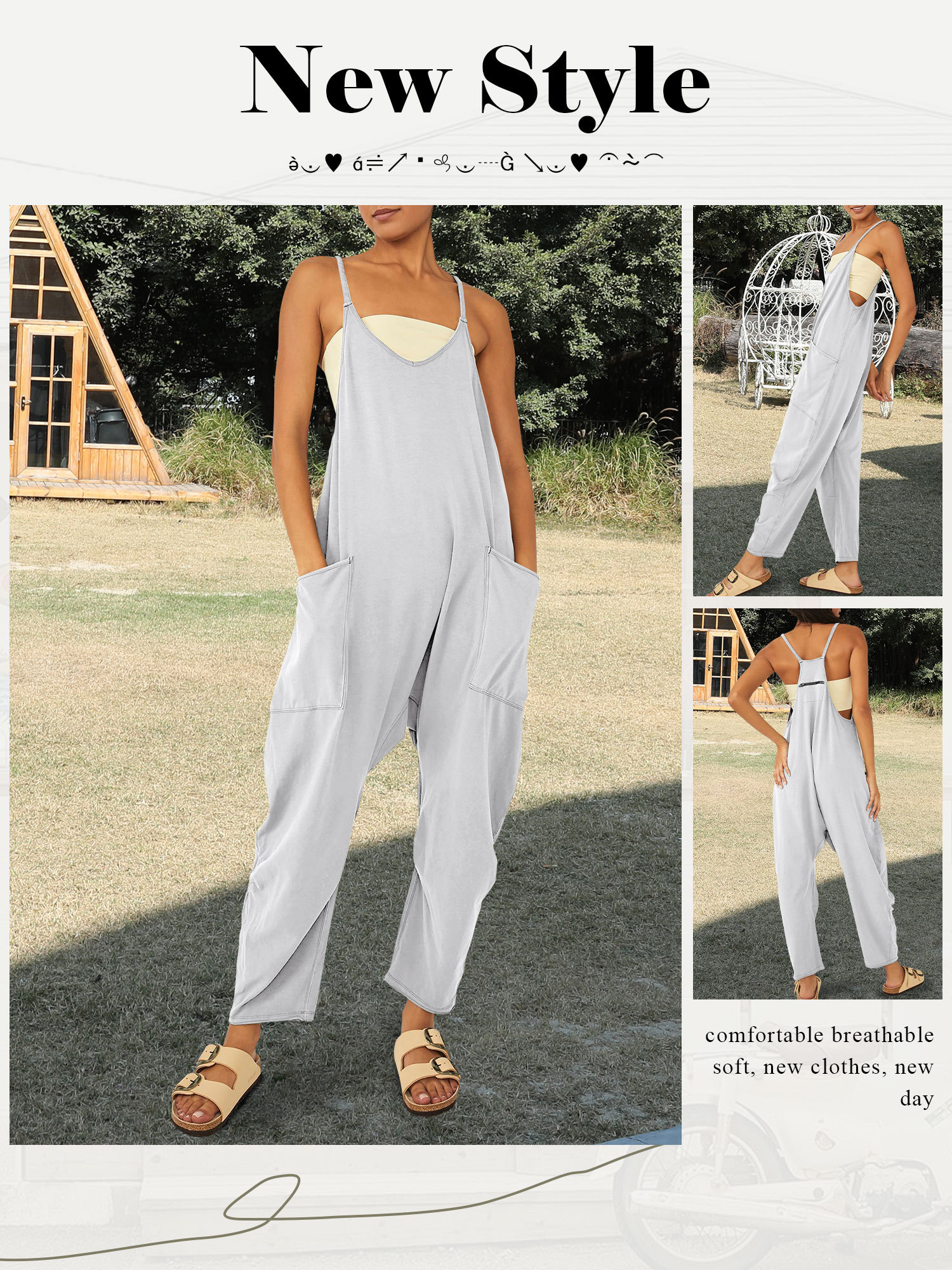 FullOfExpect Womens Casual Wide Leg Jumpsuit