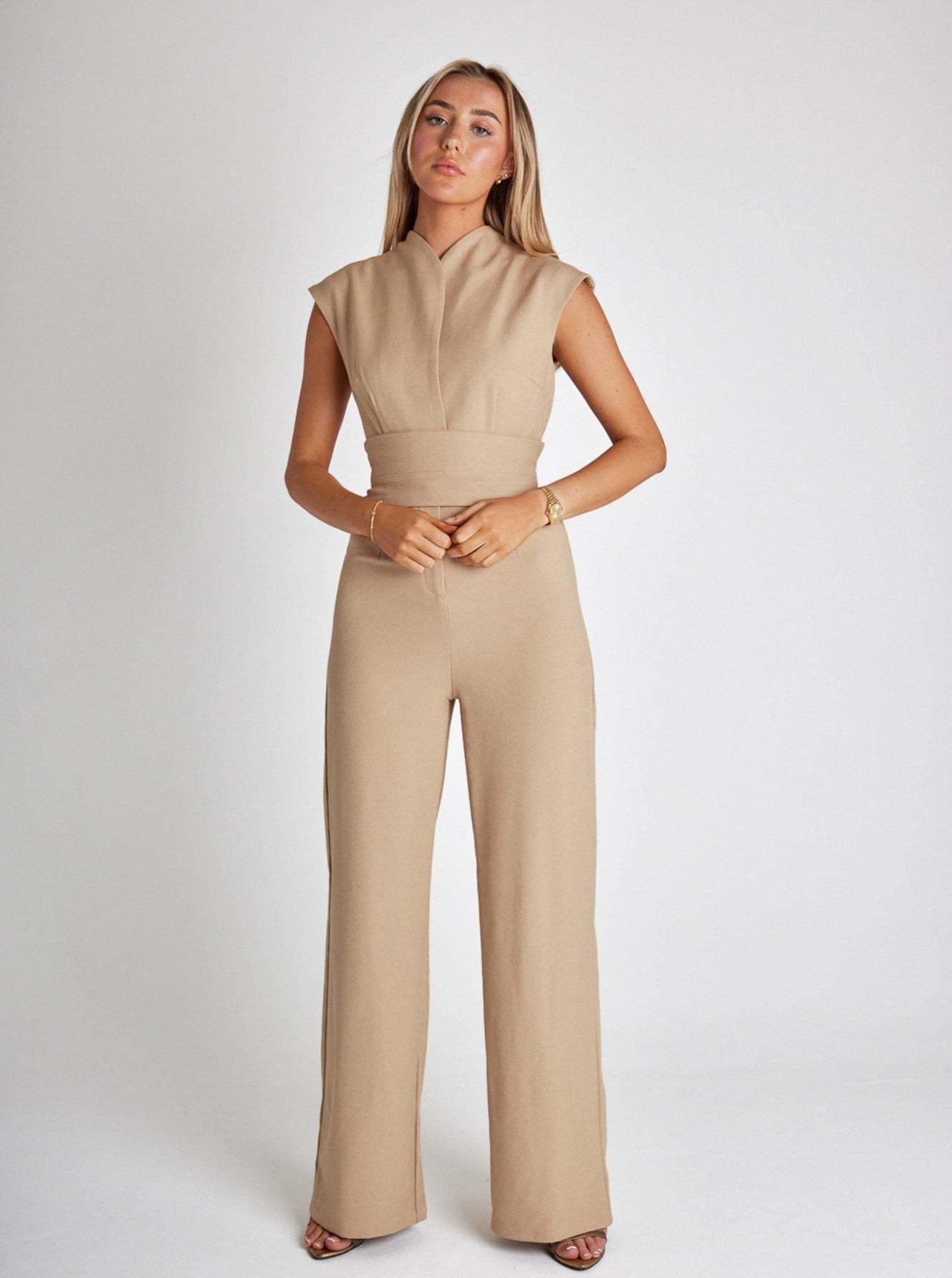 Women's Sleeveless Wide-Leg Jumpsuit