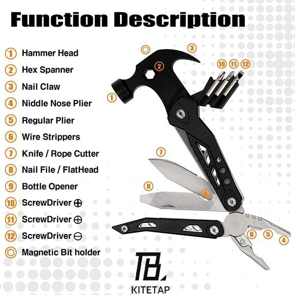 (3rd Anniversary Sale) - Portable MultiTool With Hammer, Screwdrivers, Nail Puller