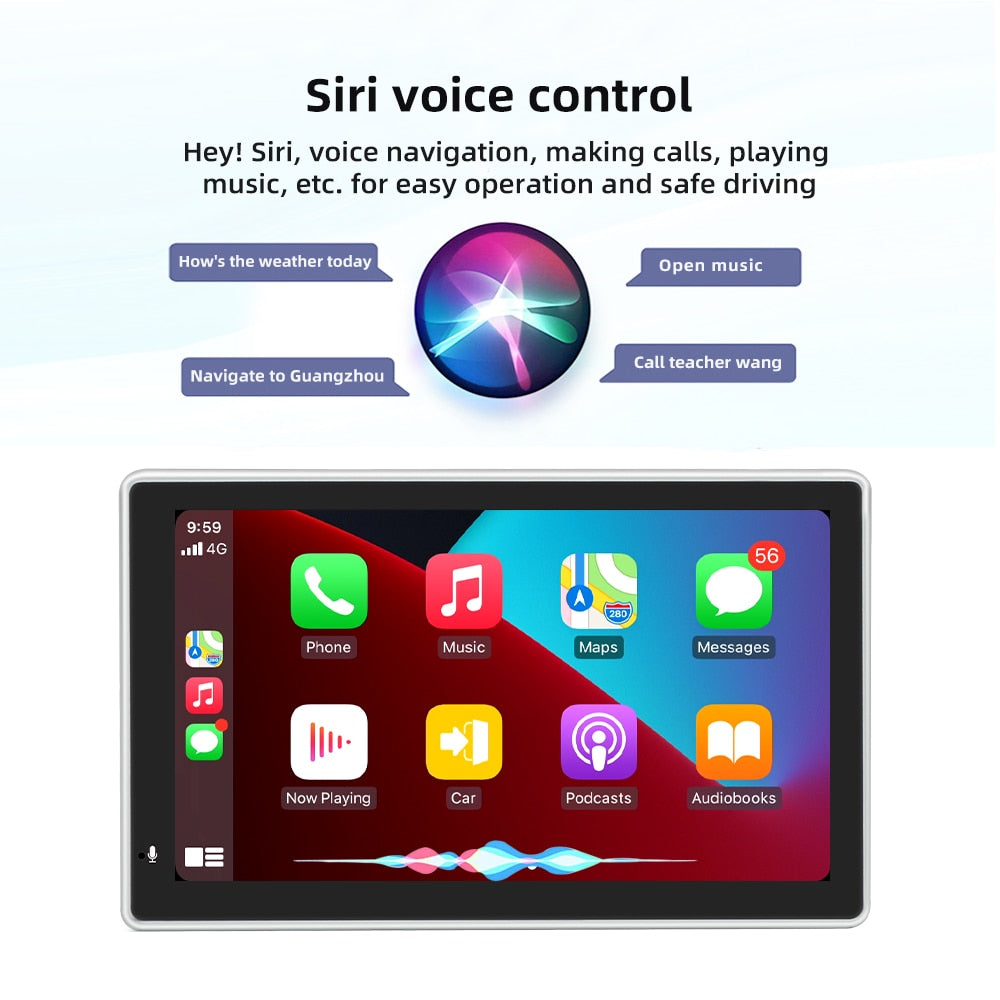 7 Inch Portable Wireless Apple and Android Carplay With Reverse Camera