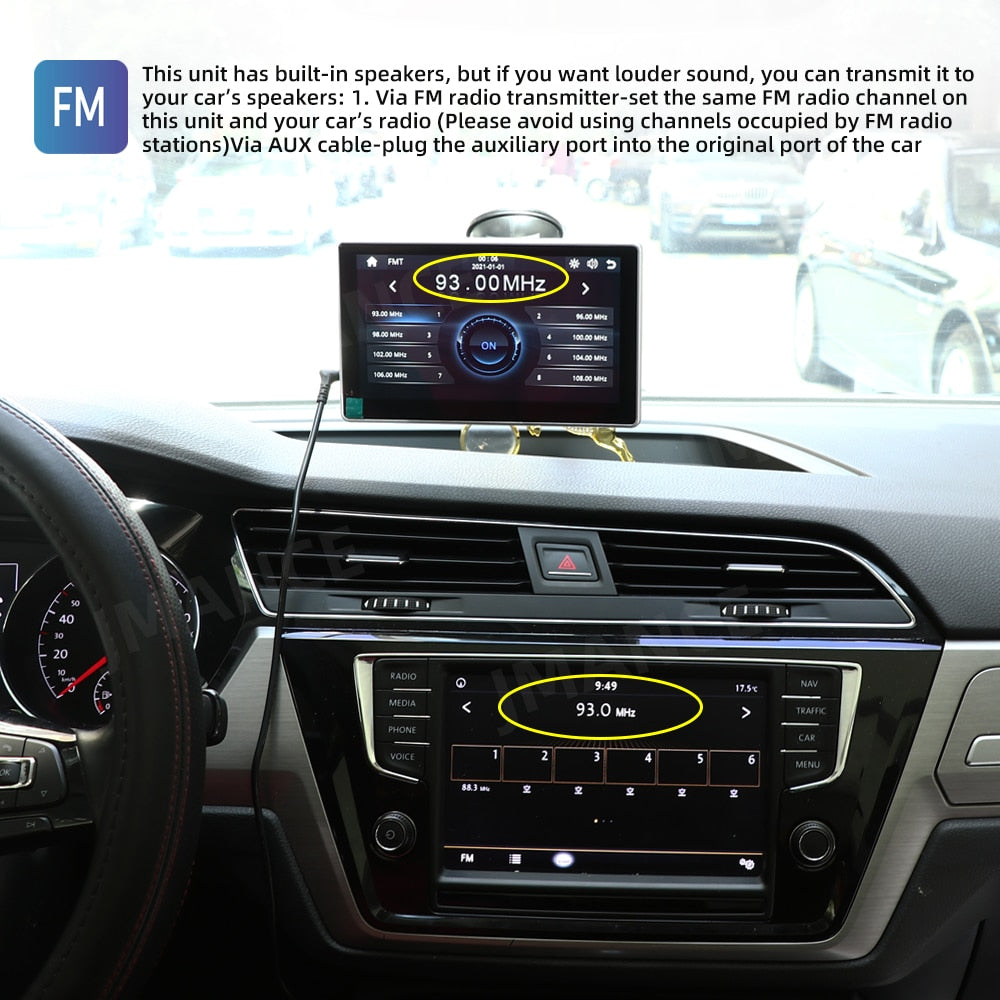 7 Inch Portable Wireless Apple and Android Carplay With Reverse Camera