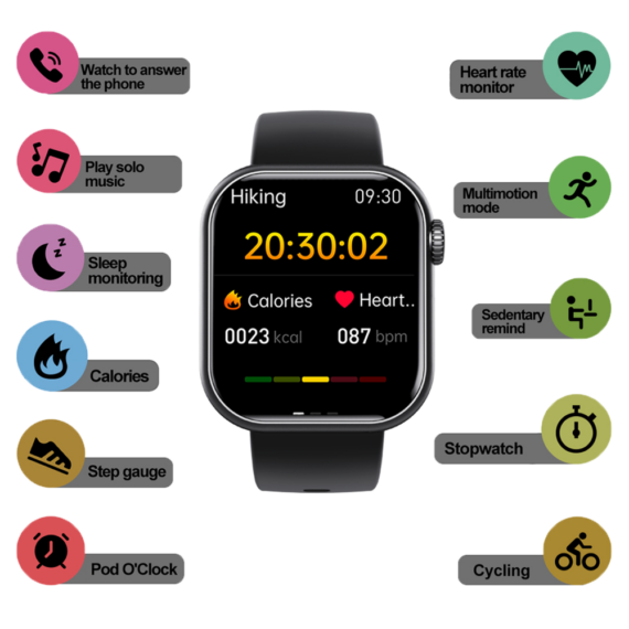 Bearscome BCF57 Blood Sugar Blood Pressure Heart Rate Blood oxygen Sleep Monitoring Waterproof Smartwatch