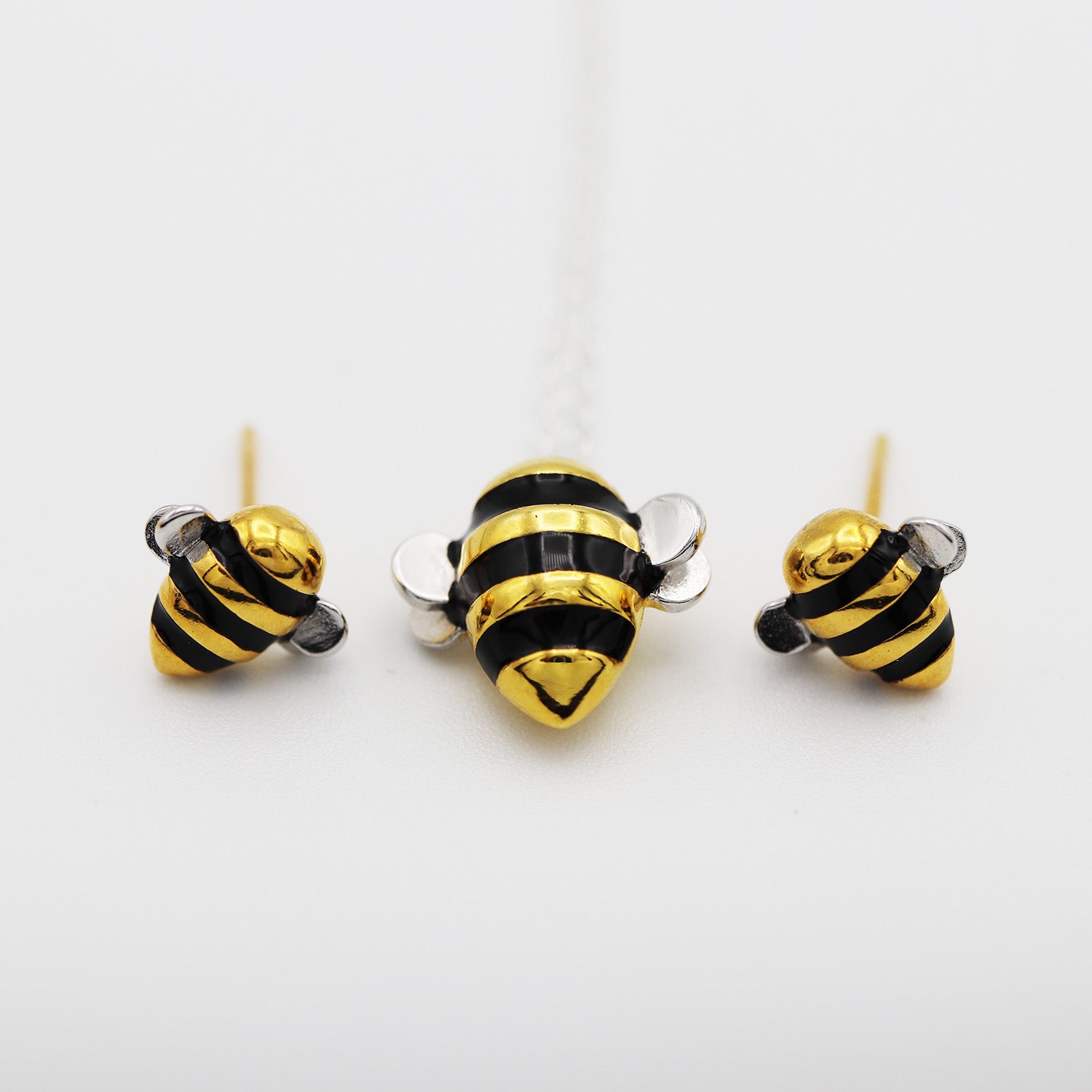 "Bee Inspired" Silver & Gold Bumblebee Earrings