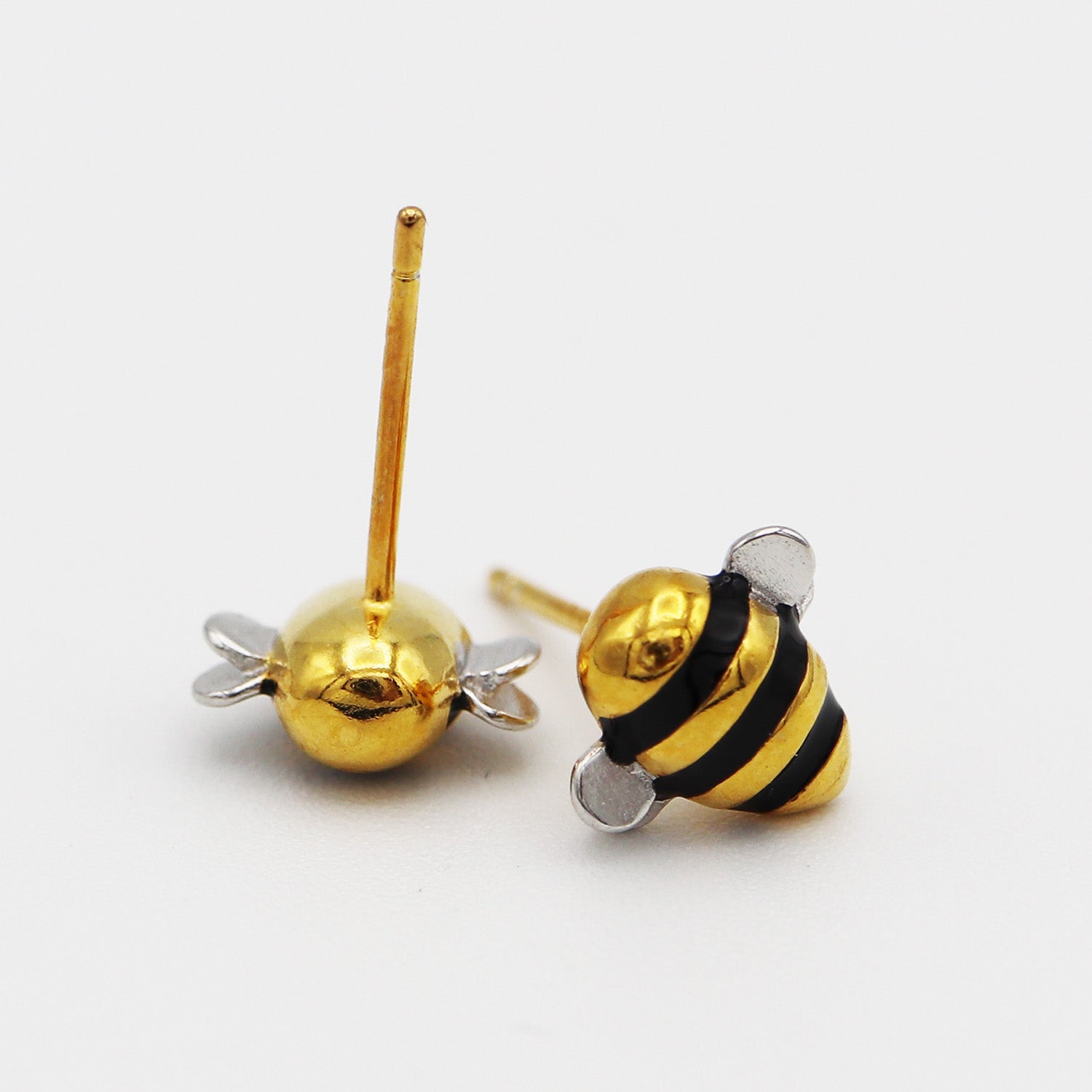 “Bee Inspired” Silver & Gold Bumblebee Earrings