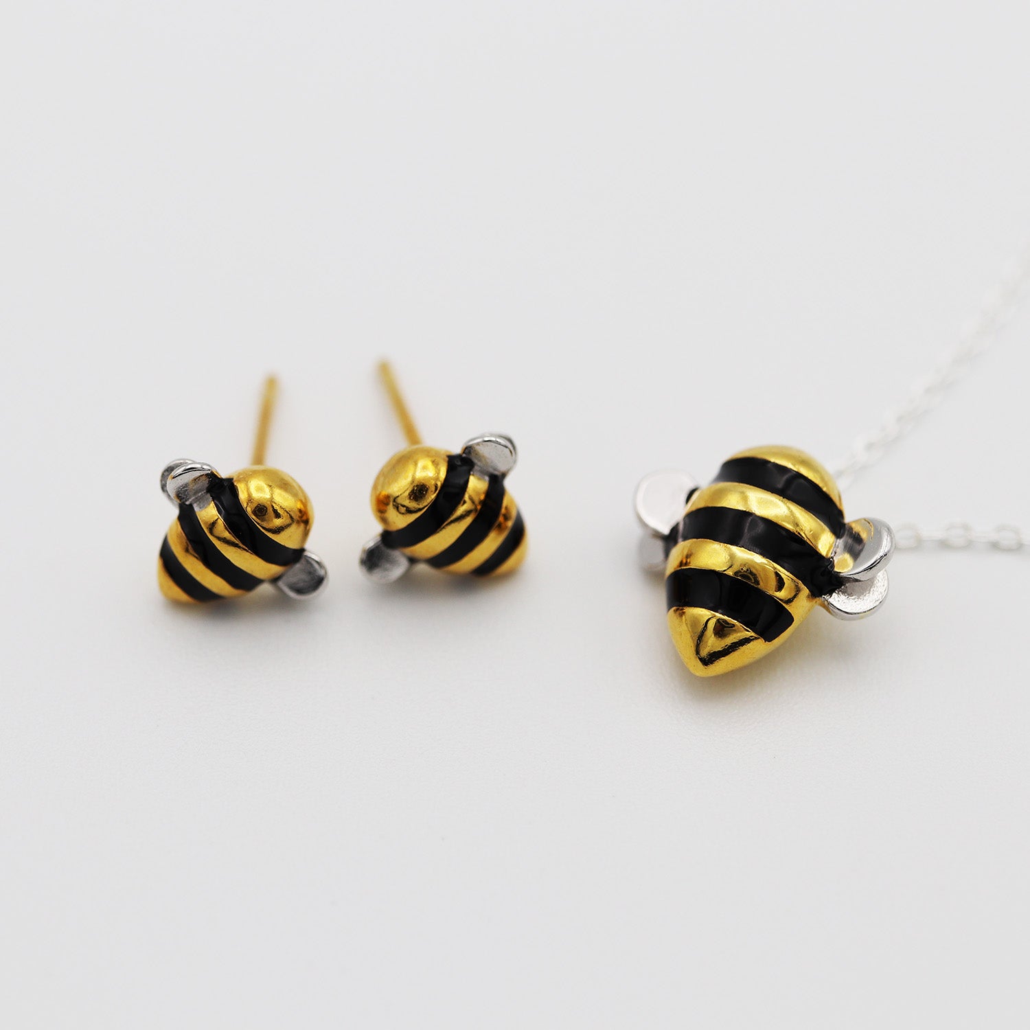 "Bee Inspired" Silver & Gold Bumblebee Earrings