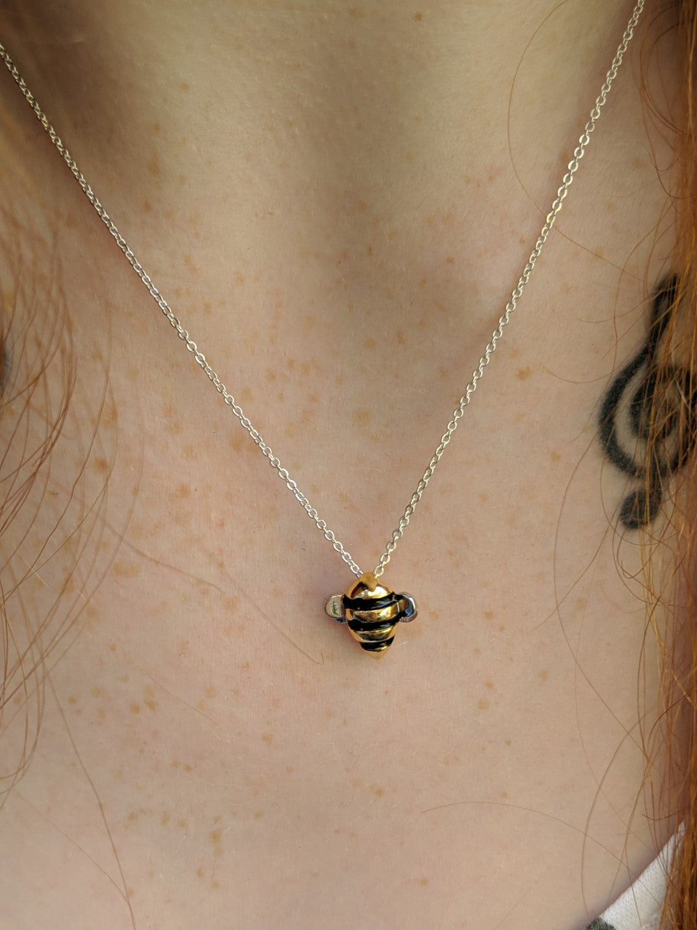 "Bee Inspired" Silver & Gold Bumblebee Necklace