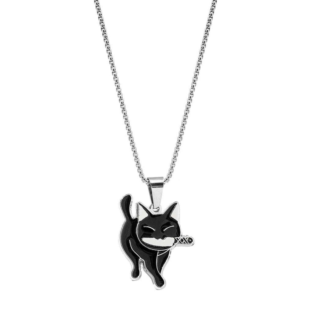 Black Killer Cat Necklace