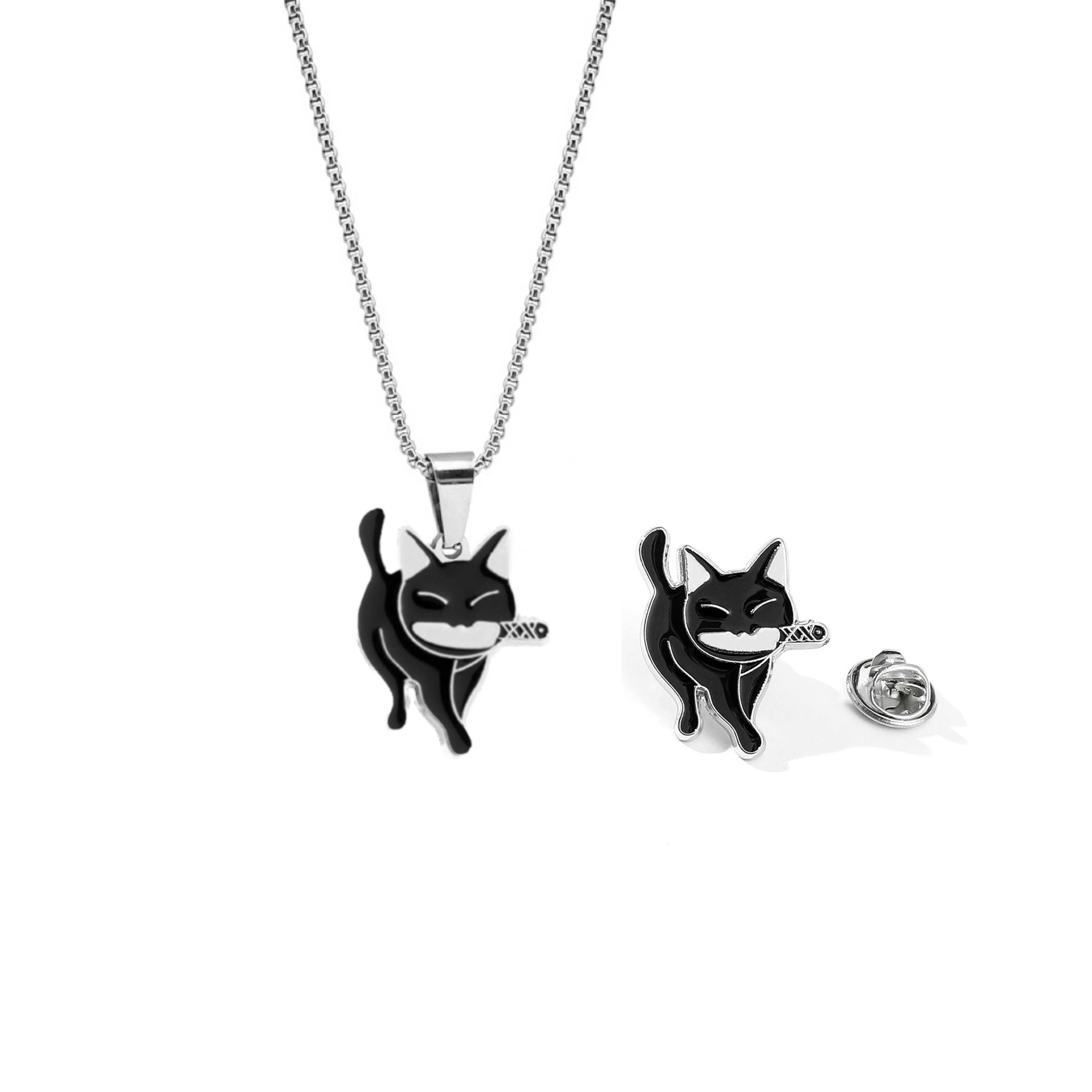 Black Killer Cat Necklace