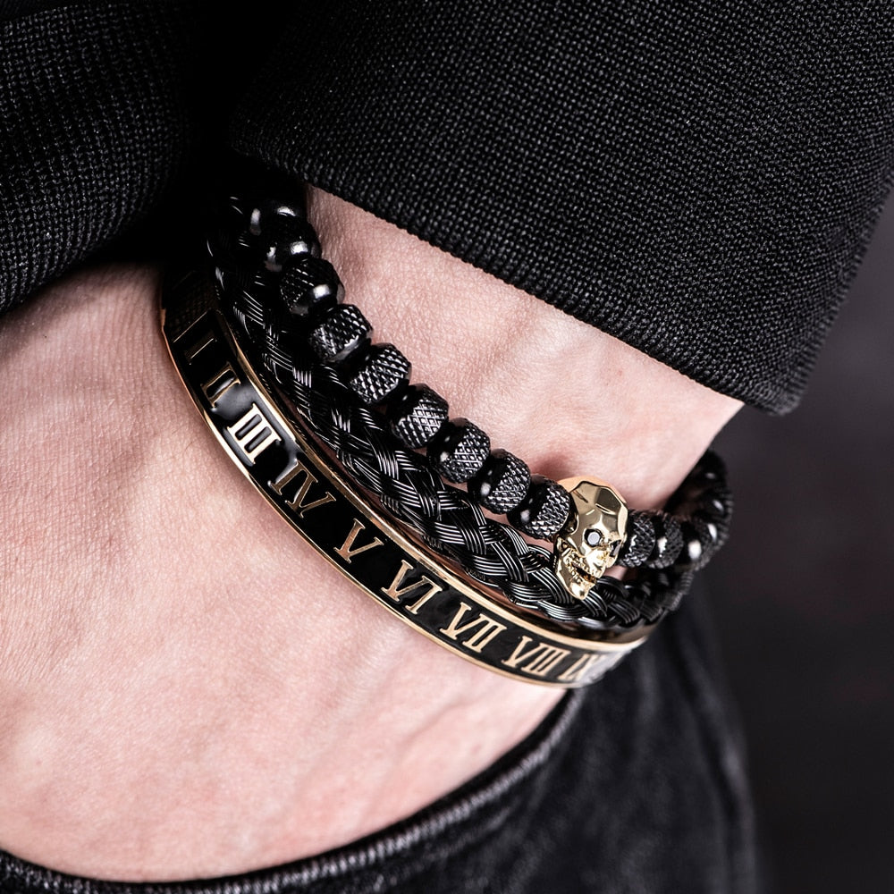 BlackBone - Triple Stack Skull Bracelet