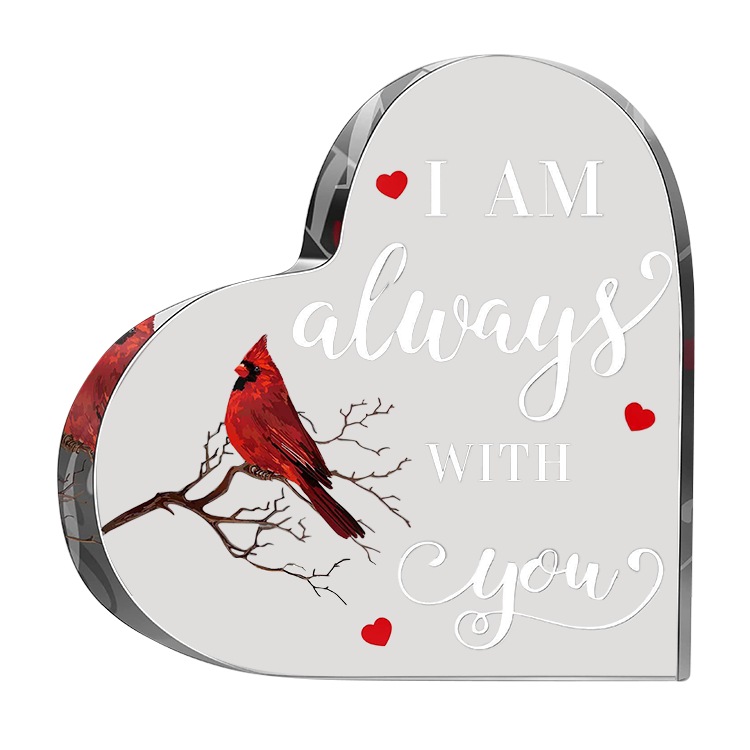 Cardinal Acrylic Heart Memorial