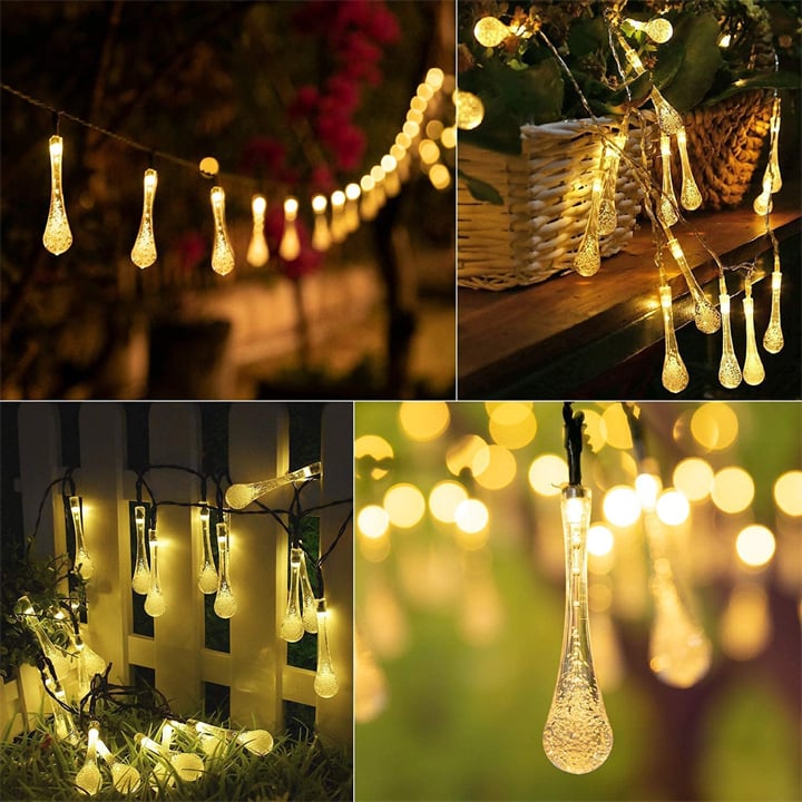 Clear Stock Last Day 70% OFF - 8 Modes Solar Water Drop String Lights