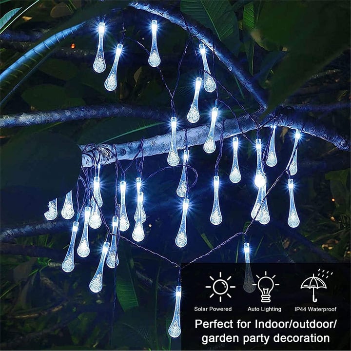 Clear Stock Last Day 70% OFF - 8 Modes Solar Water Drop String Lights