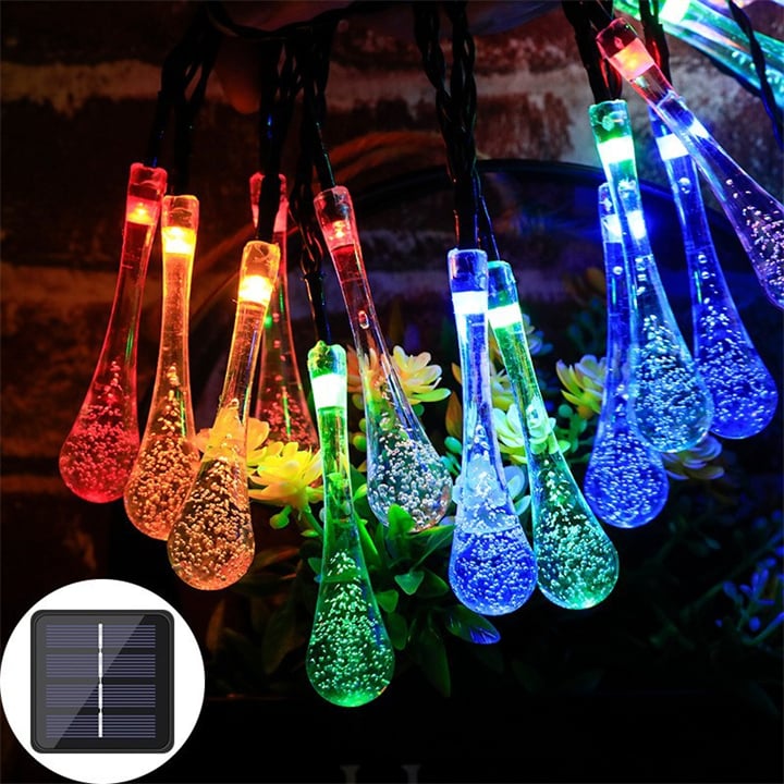 Clear Stock Last Day 70% OFF - 8 Modes Solar Water Drop String Lights