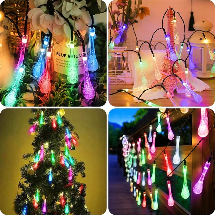 Clear Stock Last Day 70% OFF - 8 Modes Solar Water Drop String Lights