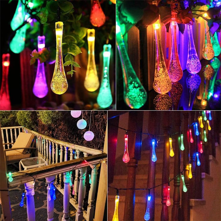 Clear Stock Last Day 70% OFF - 8 Modes Solar Water Drop String Lights