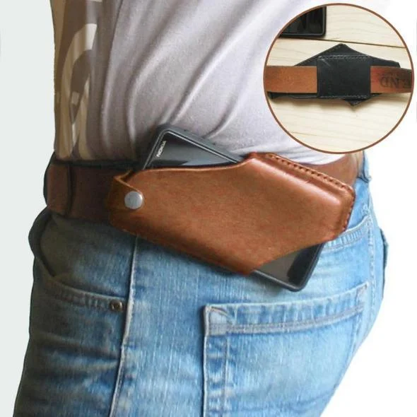 Genuine EDC Leather Phone Holder Phone Case Waist Belt Bag