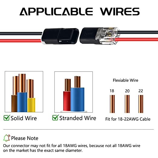 HOT SALE - 10 Pack 18-22AWG 2 Pin Cable Wire Connectors