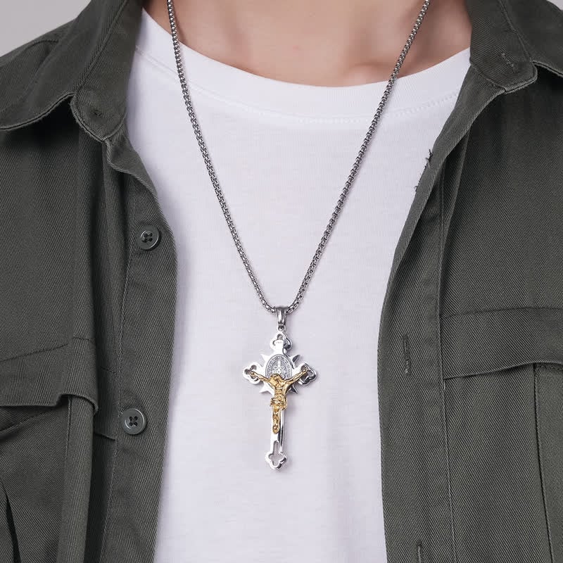 LAST DAY 49% OFF - ST.Benedict Protection Cross Power Pendant Necklace