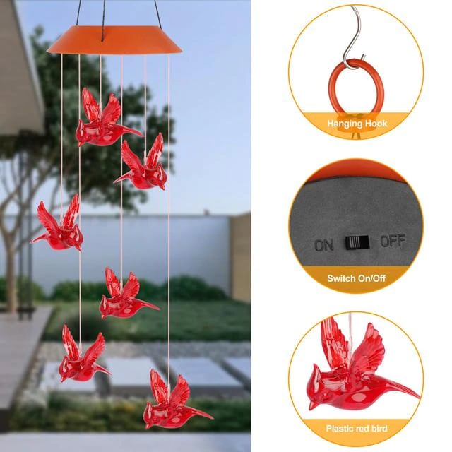 Last Day 75% OFF - Solar Cardinal Wind Chime Light