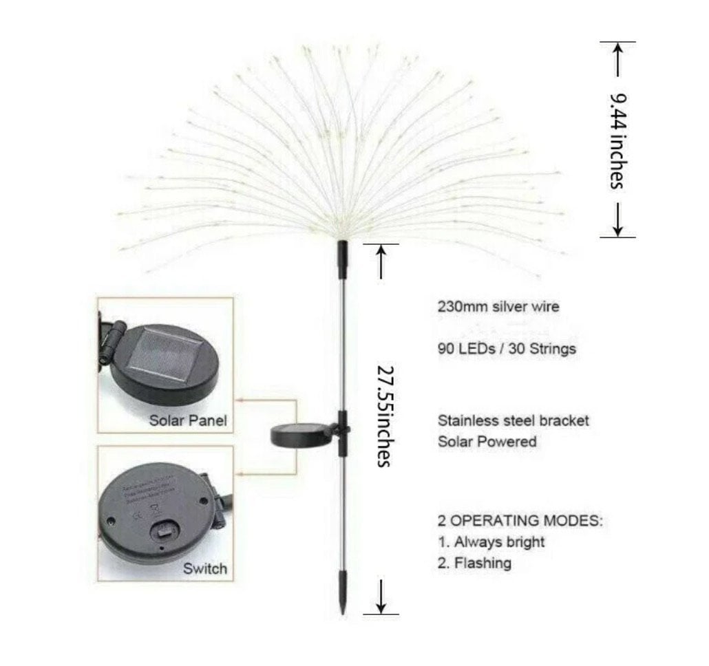 Last Day Promotion - SAVE 70% - Waterproof Solar Garden Fireworks Lamp