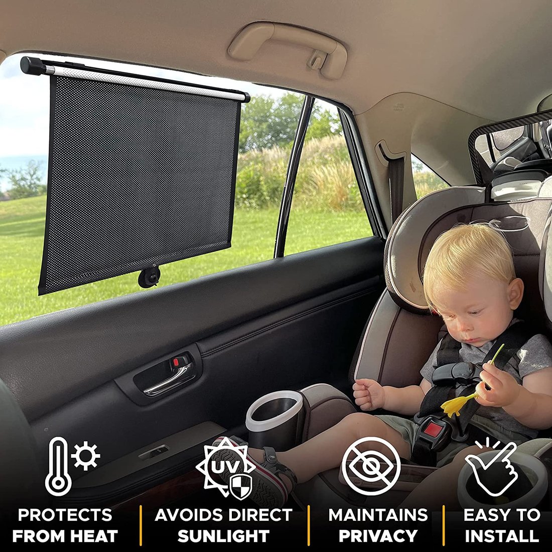 Last Day Promotion 49% OFF - Retractable Window Roller Sunshade For Truck/car/SUV/bedroom/kitchen/living room/office